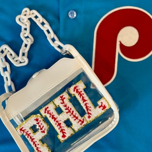 Philadelphia Baseball Clear Stadium Approved Crossbody Bag (comes with removable white chain + white thick adjustable strap!)