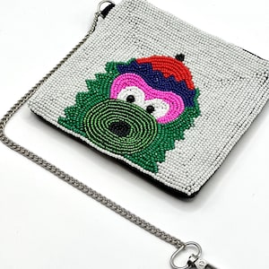 Monedero con cuentas de la mascota de Filadelfia - Blanco y verde / Aprobado por el estadio / Bolso hecho a mano para el día del partido / Regalo original de Filadelfia