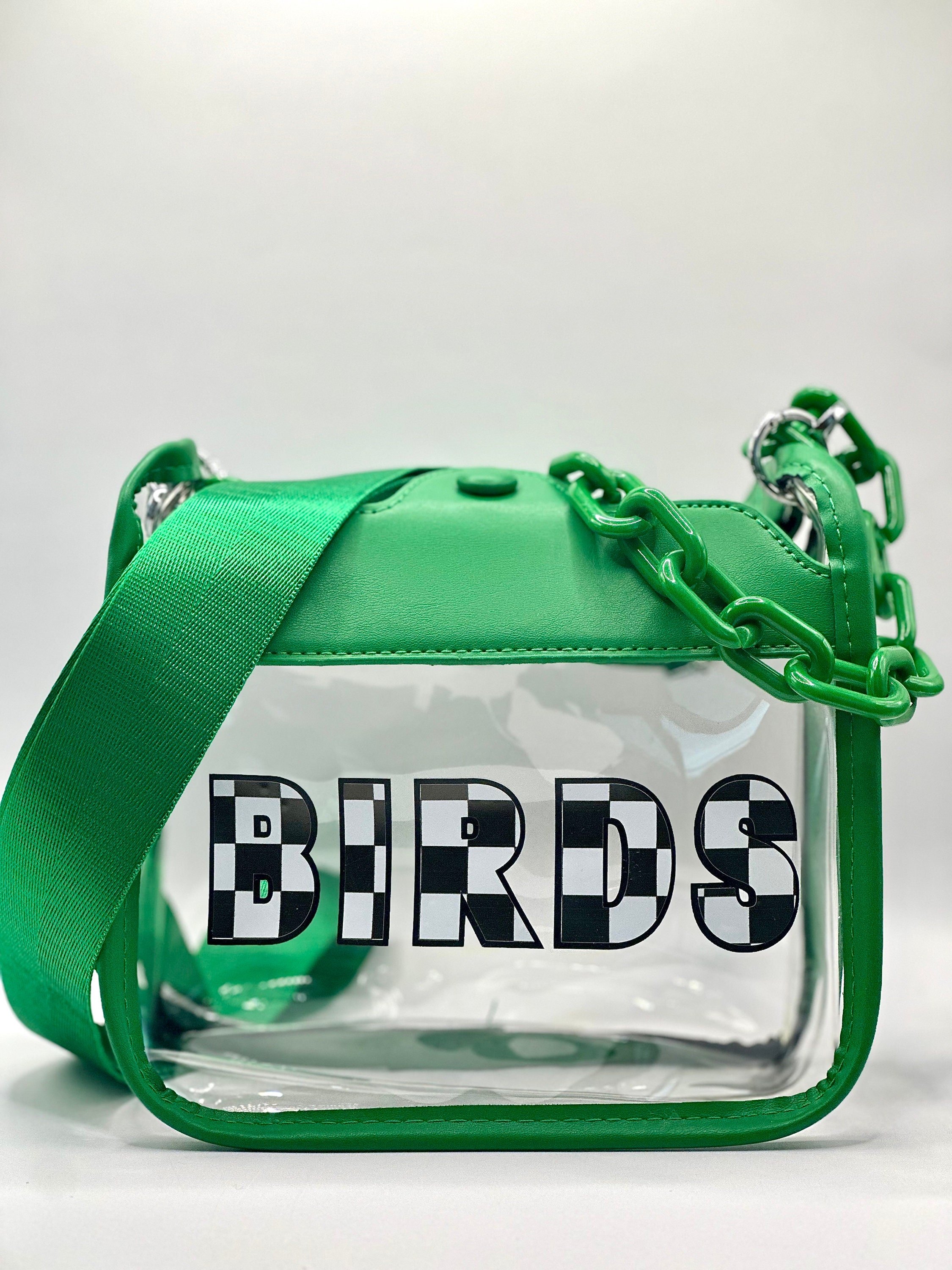 BIRDS Philadelphia Football Stadium Approved Checkered Crossbody Bag Comes with adjustable crossbody strap and over the shoulder chain