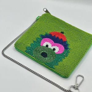 Monedero con cuentas de la mascota de Filadelfia - Verde / Aprobado por el estadio / Bolso hecho a mano para el día del partido / Regalo original de Filadelfia