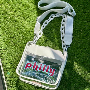 Bolso bandolera aprobado por el estadio de béisbol de Filadelfia (incluye correa cruzada ajustable y cadena para colgar del hombro)