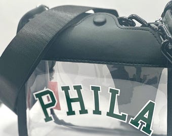 PHILA Clear Crossbody Bag – Stadium Approved | Black Chain Strap + Adjustable Crossbody | Game Day Purse