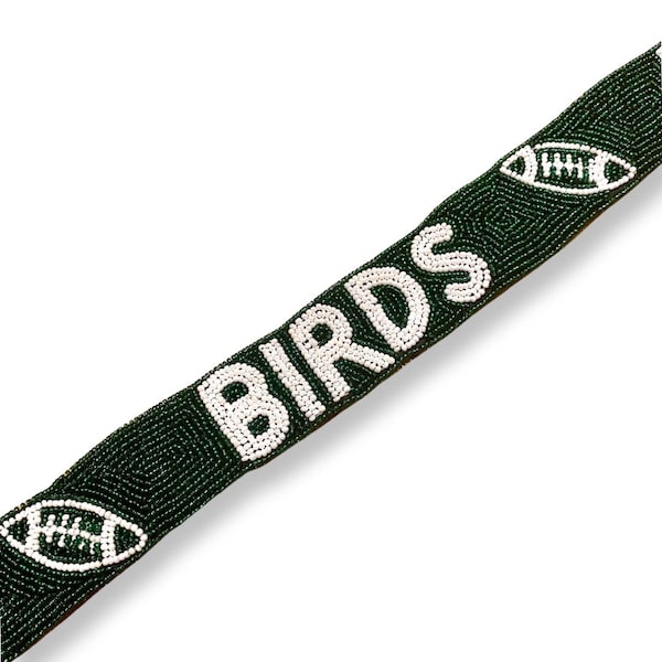 Bracelet « oiseaux » en perles vertes de football de Philadelphie