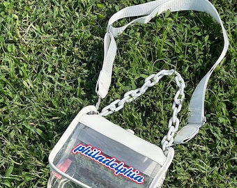 Philadelphia Clear Crossbody Bag – Stadium Approved | White Chain Strap + Adjustable Crossbody | Game Day Purse