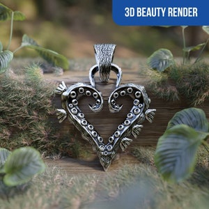 3D jewelry design Octopus Heart pendant. 3D jewelry model for jewelry casting and 3D printing. Download and print jewelry stl file