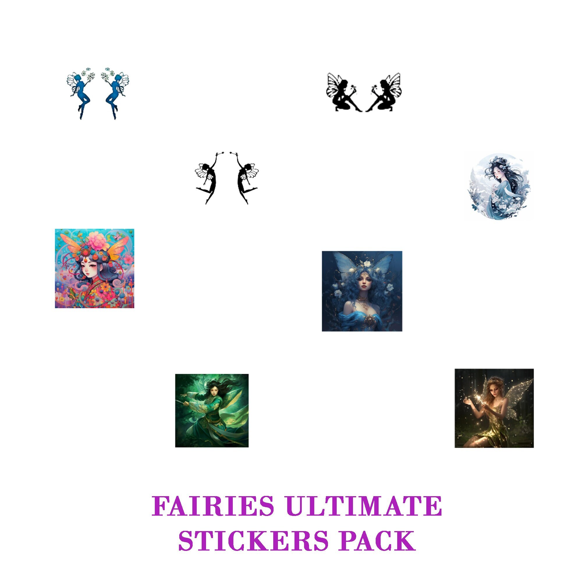 Enchanted Realm Decal Set: 6 Unique Fairy Stickers for Laptop, Mac, Girls Room | Fairy Stickers | Laptop Stickers | Mac Stickers