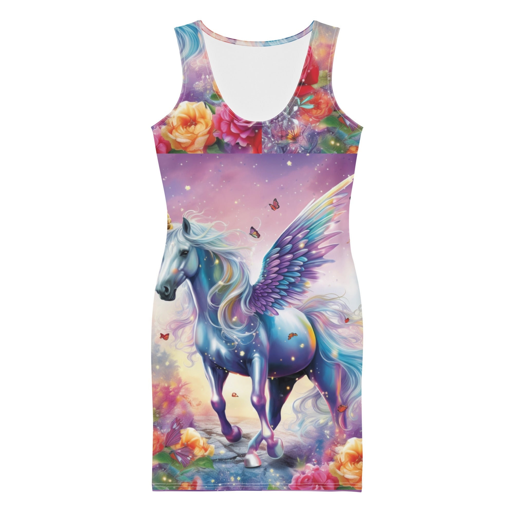 Folksy Unicorns Gathered Tiered Dress