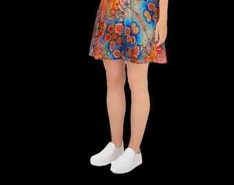 Whimsy and Wonder: Colorful Flower Fairy Skater Skirt for Dreamers | Colorful Skirt | Women Skirt | Flower Girl Skirt | School Girl Skirt