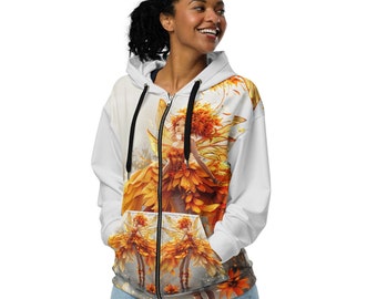 Sunflower Fairy Enchantment Zip Hoodie: A Sustainable Fashion Statement for Women and Girls | Girl Hoodie | Women Fairy Hoodie | Fairy Shirt