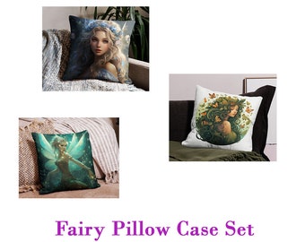 Fairy Pillow Case Set | Triad of Enchantment: Ultimate Fairy Pillow Case Set – Drift into Dreams with 3 Magical Designs