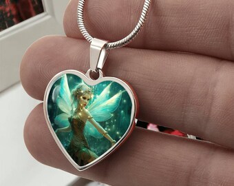 Nature Fairy Heart Pendant Necklace: Turquoise Enchantment - A Symbol of Love & Guardianship | Ideal Gift for Special Women / Girl