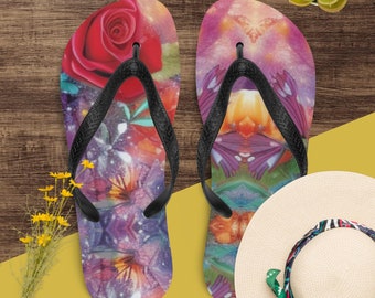 Vibrant Fairy Flip Flops | Girls Fairy Style Flip Flops | Swimming Pool Flip Flops | Beach Sandals | Summertime Sandals | Girls Flip Flops