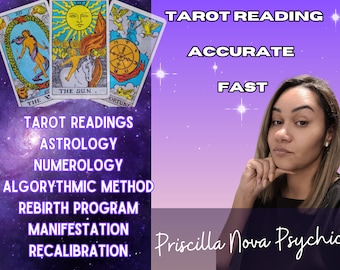Lectura de tarot personalizada el mismo día: amor, carrera y dinero. Lectura de tarot con la baraja de Priscilla Nova, cartas del tarot y método del algoritmo de la llama gemela.