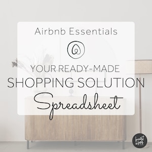 Airbnb Inventory Sheet | Airbnb Spreadsheet | Google Sheets | Airbnb Start Up Supplies Shopping List for Airbnb Hosts in USA