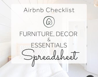 Airbnb Inventory Checklist: Furniture & Decor Google Sheets (Digital Download)