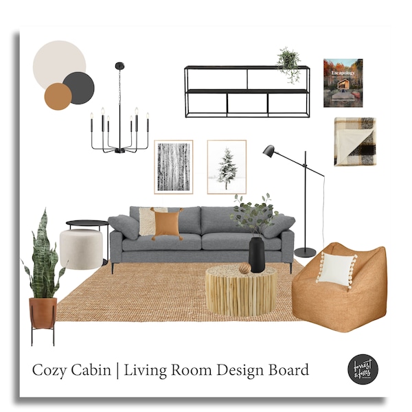 Cabin Decor | Airbnb Host Bundle: Interior Design Living Room Decor + Airbnb Spreadsheet Shopping List for Canadian Airbnb Hosts