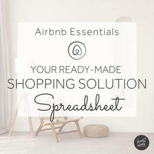 Airbnb Inventory Sheet | Airbnb Spreadsheet | Google Sheets | Airbnb Start Up Supplies Shopping List for Airbnb Hosts in USA