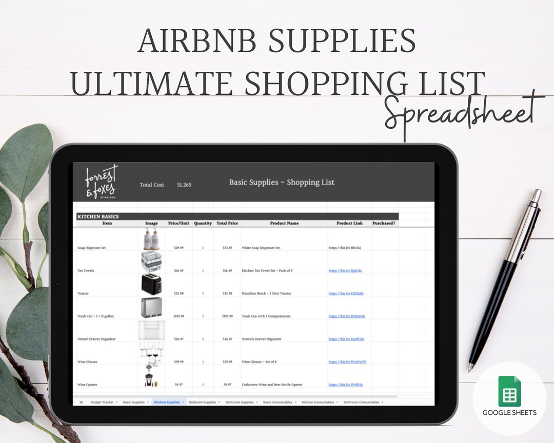 Airbnb Inventory Sheet Airbnb Spreadsheet Google Sheets Etsy