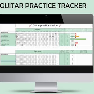 Guitar Practice Tracker (digitale download) | Gitaardagboek | Cadeau voor gitarist | Cadeau gitaarthema | Gitaaroefendagboek