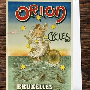 Carte de voeux Orion Cycles | pour elle ou pour lui | Carte de voeux artistique vintage