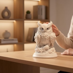Estátua de Coruja das Nuvens, Decoração Fantástica para Prateleira, Escultura Mística para Mesa ou Estante