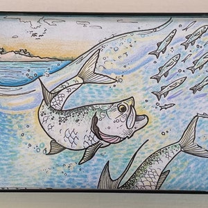Tarpon drawing | Sea Art Print | Florida Art | Coastal Wall Decor | 4x6