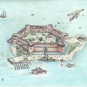 Dry Tortugas National Park, Fort Jefferson, Florida, Key West, US National Park, Beach Decor, Florida Travel Art