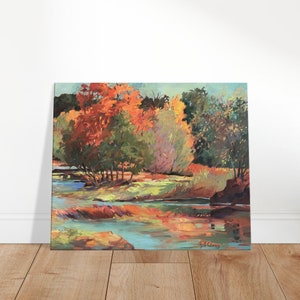 20x24 River Forest Landscape Oil Painting Canvas Wall Art Print, Home Decor F63