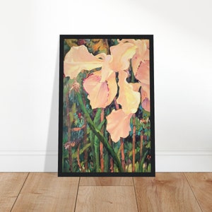 12x18 Boho Orchid Vintage Oil Painting Framed Wall Art Print, Botanical Home Decor F111