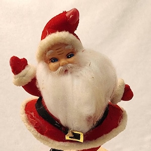 Vintage Rotating Musical Santa Claus, Chimney Music Box, Christmas Decor Figurine, 1950s