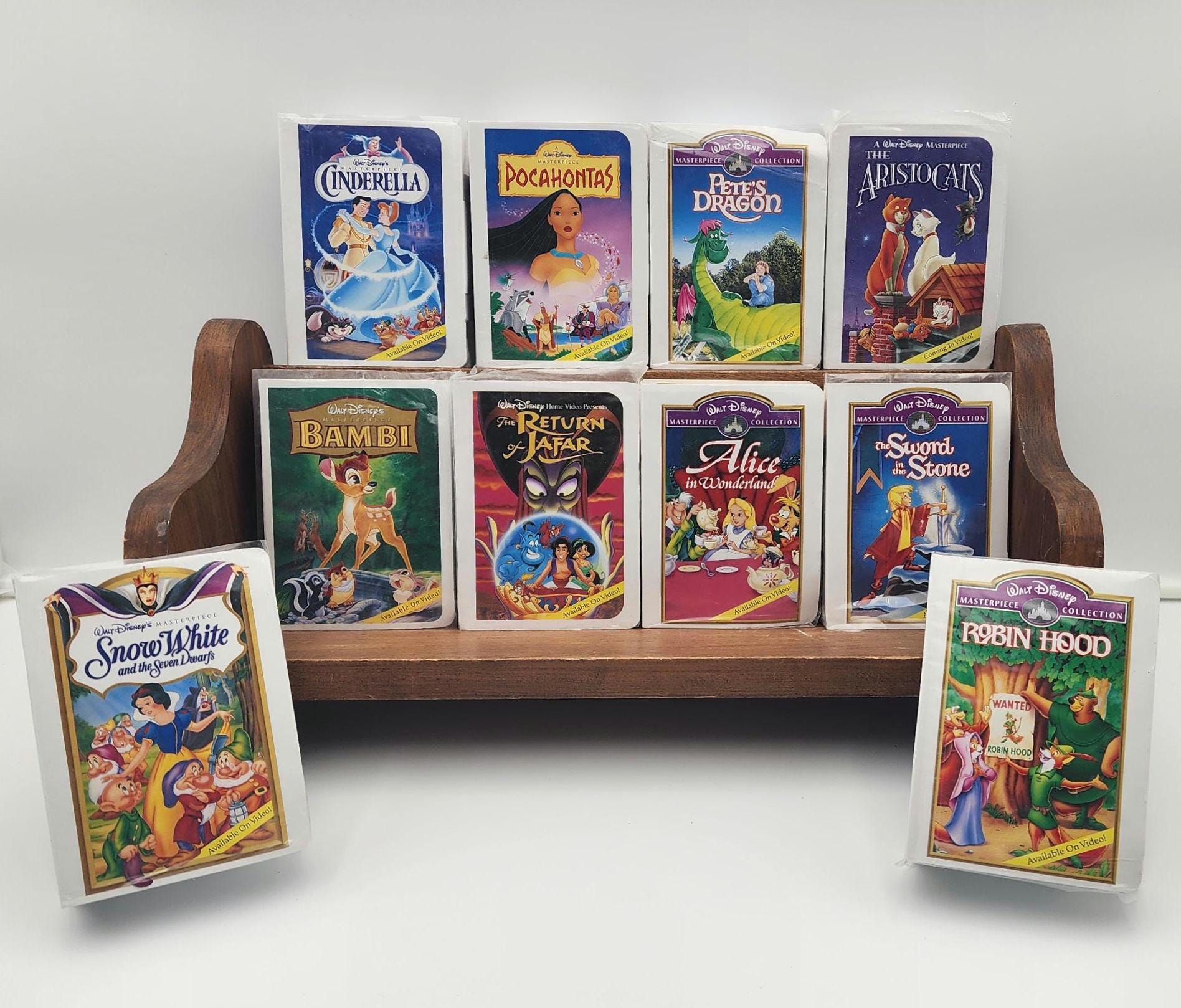 Lot of 10 Sealed 1995 McDonald's Disney VHS Box Happy Meal Toys – Cinderella, Bambi, More!