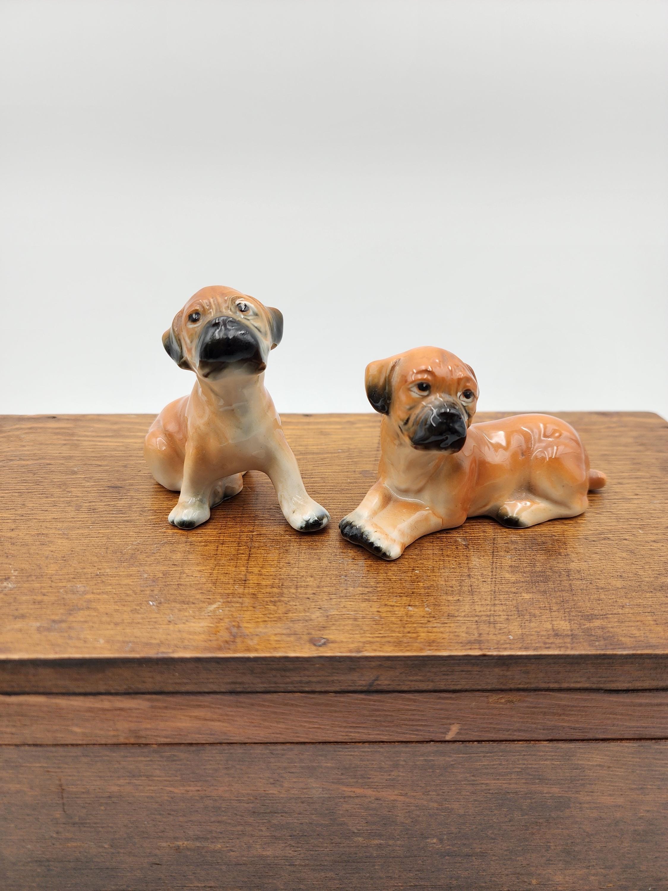 ヴィンテージ ボクサーの子犬の置物 – 日本製磁器の犬のペア - Etsy 日本