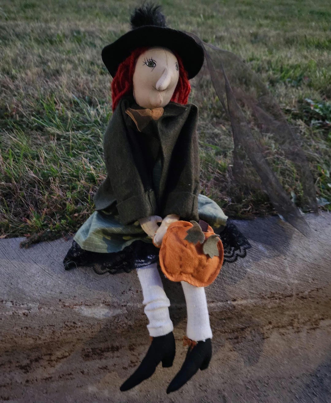Vintage Halloween Witch Doll – Handcrafted Folk Art Shelf Sitter - Etsy