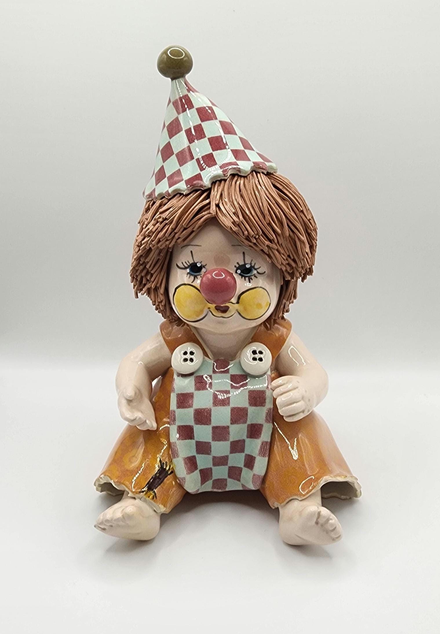 Vintage Zampiva Clown Figurine Handmade Italian Spaghetti Hair