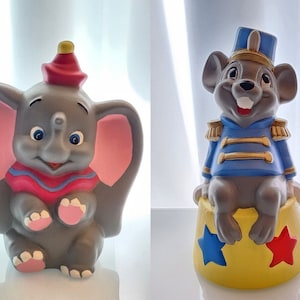 Vintage 1970&#39;s Disney Hand Painted Ceramic Figurines - Dumbo & Timothy Mouse