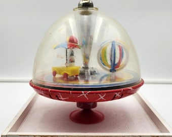 Vintage 1970s LBZ Lorenz Bolz Circus Theme Spinning Top Toy – Made in West Germany – Display Collectible