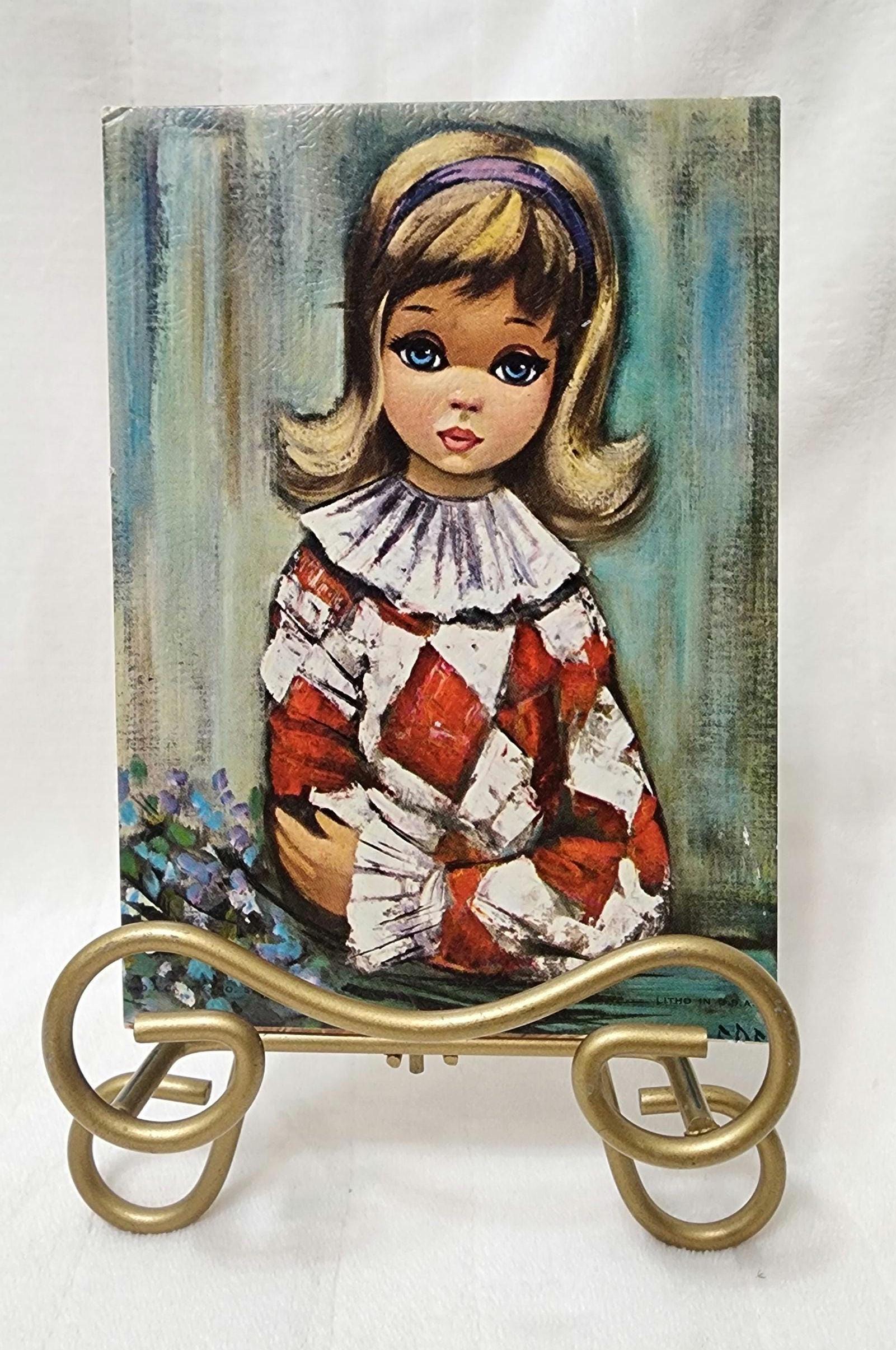 Vintage Eden Big Eye Girl Litho Prints – Sailor and Harlequin Set