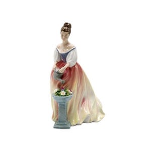 Royal Doulton Alexandra HN3286 Figurine Vintage Bone China Lady Watering Flowers 1990 Hand Painted English Porcelain Collectible