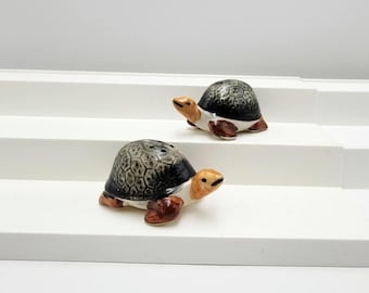 Vintage Japan Turtle Salt & Pepper Shakers | Hand Painted Ceramic Tortoise Set | Mid Century Kitchen Decor | Made in Japan