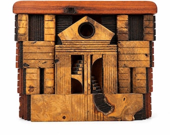Po Shun Leong 1989 Architectural Jewelry Box, Exotic Wood Sculptural Art (Signed)