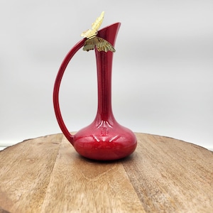Vintage Ruby Red Art Pottery Bud Vase – Elegant Mid-Century Modern Style