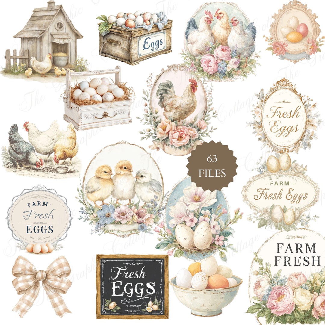 Watercolor Farm Fresh Eggs Clipart | Rustic Chicken Coop (63 PNG Files ...