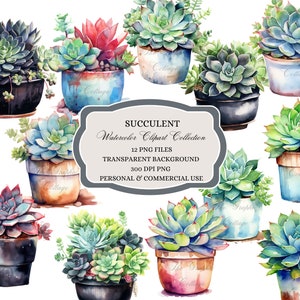Watercolor Succulent Clipart, Succulent Art, Cactus, Potted Succulent, Succulent for Art, Succulent Wall Art, succulent Clipart, Art