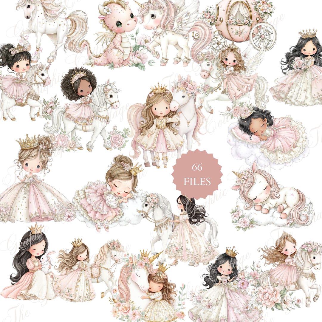 Princess Fantasy Watercolor Clipart | Royal PNG | Fairytale Princess ...