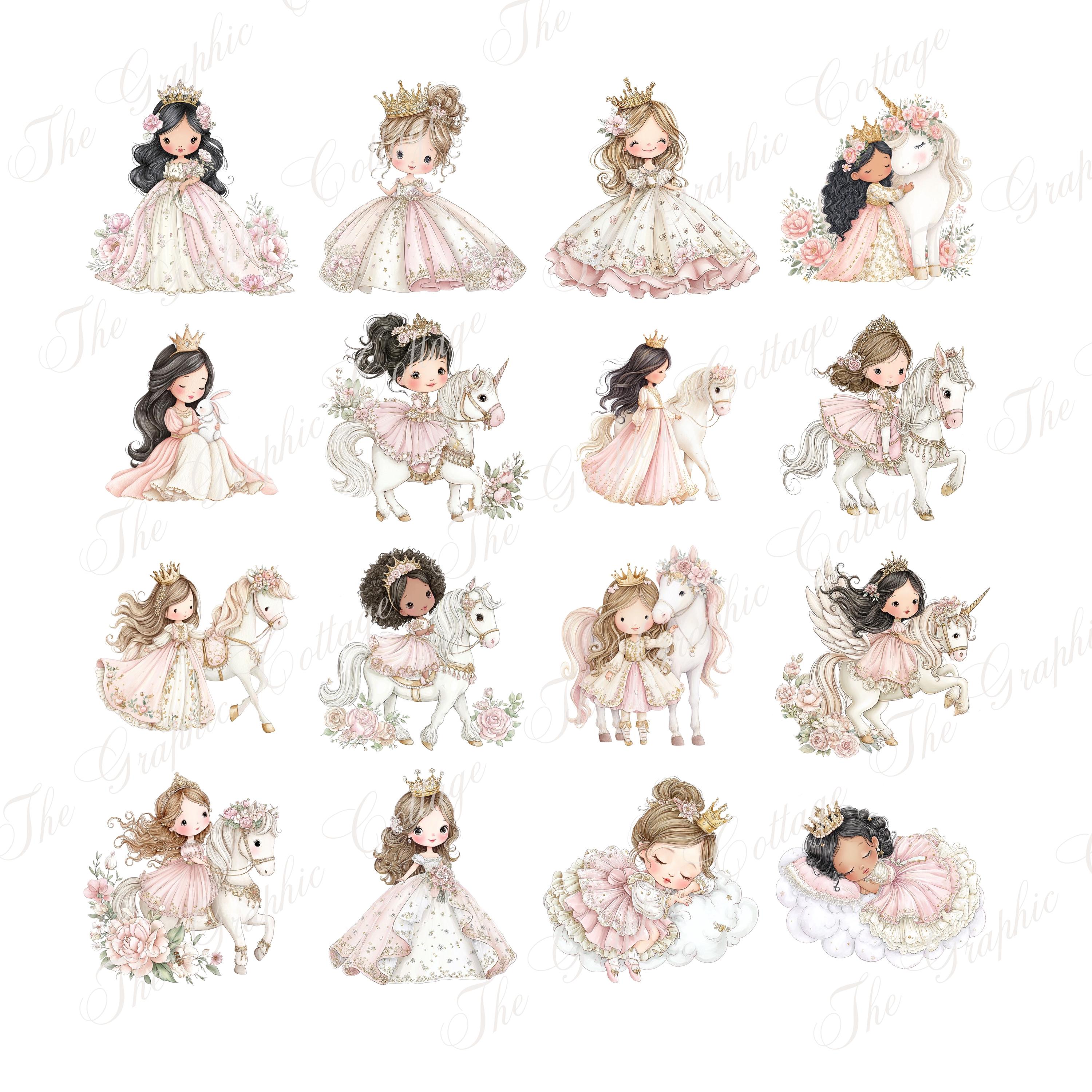 Princess Fantasy Watercolor Clipart | Royal PNG | Fairytale Princess ...