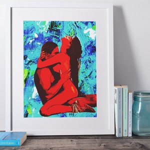 DIGITAL DOWNLOAD with Couple Hugging, Sensual Art, Romantic and Loving Couple Art, Bedroom Art, Printable Wall Art, Lovers Kissing Wall Art