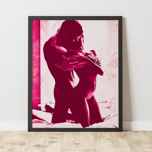Sinnliches Paar Kunstdruck, Romantisches Schlafzimmer Dekor (Digitaler Download)