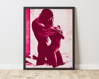 Sensual Couple Art Print, Romantic Bedroom Decor (Digital Download)