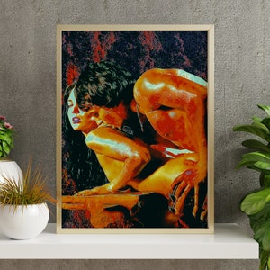 DIGITAL DOWNLOAD with Romantic and Loving Couple, Naked Bedroom Art, Sensual Printable Wall Art, Mature Lovers Print Art, Love Wall Art