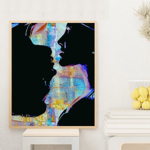 Mann und Frau, digitale Kunst Paar, Schlafzimmer Kunst, druckbare Wandkunst, digitaler Download, sinnliche Wandkunst, bunte Kunst, lustige Kunst